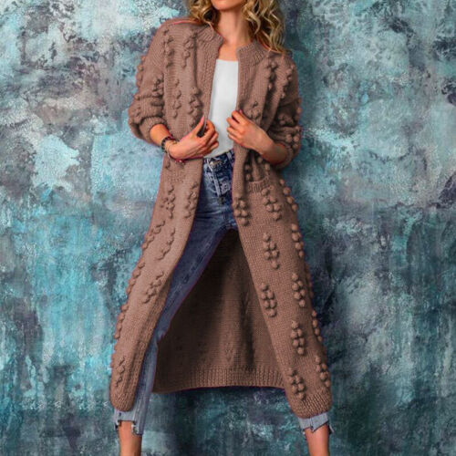Women Long Knitted Cardigan Open Front Chunky Hooded Sweater Coat Winter _A - Picture 36 of 39