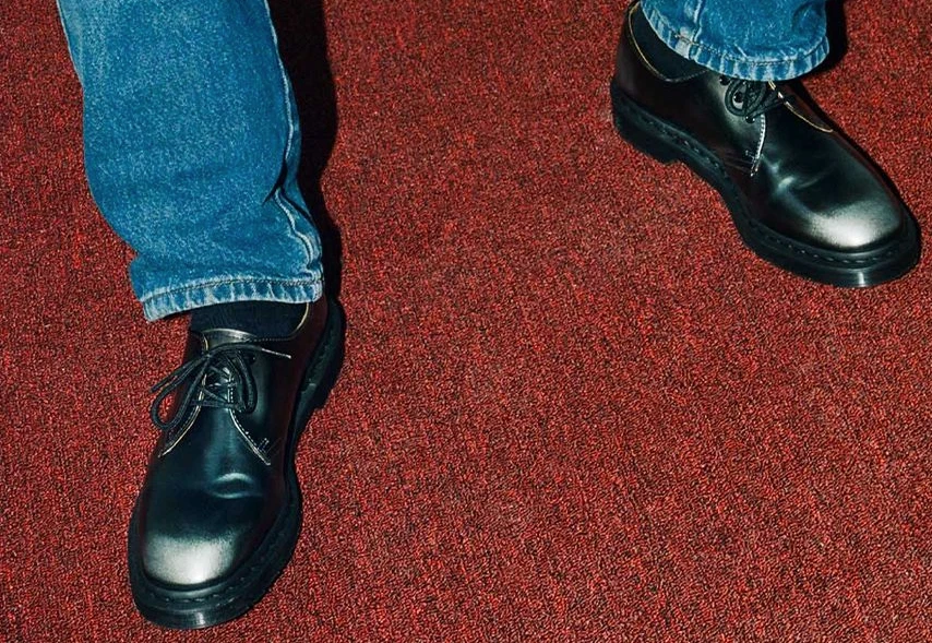 Supreme Dr. Martens 1461 3 chaussures à porter en cuir noir frotté hommes 12