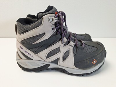 Merrell Work Boots 6 M Gray Purple Lace Up Safety Waterproof Womens k