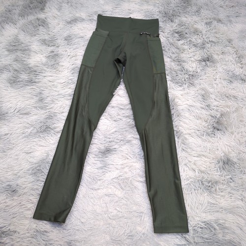 Decjuba D'Luxe Womens Olive Green Mixed Media Drawstring Zip Ankle Leggings S - Picture 15 of 17