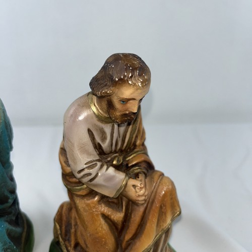 Columbia Statuary Church Nativity Vtg ,MARY & JOSEPH Chalkware 2 pc Signed MA - Picture 12 of 14