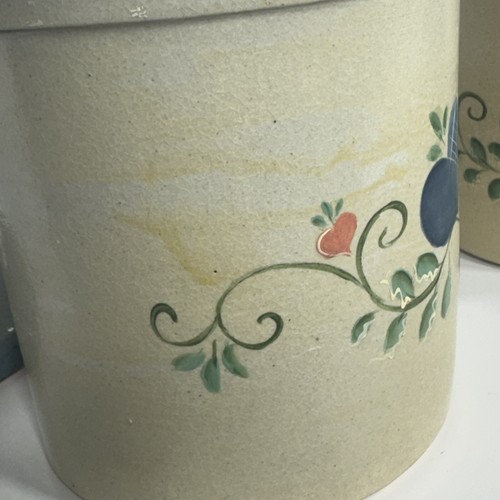 Vintage Robinson Ransbottom Pottery Canister Set of 3 - Blue Hearts 1992 - Picture 9 of 15