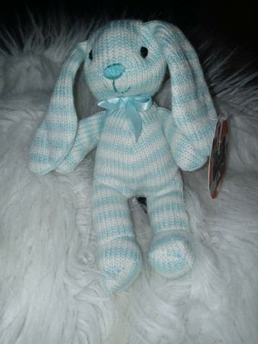 Animal de peluche Bunny Rabbit NEW / Blue Stripe FAO negro - Imagen 4 de 6