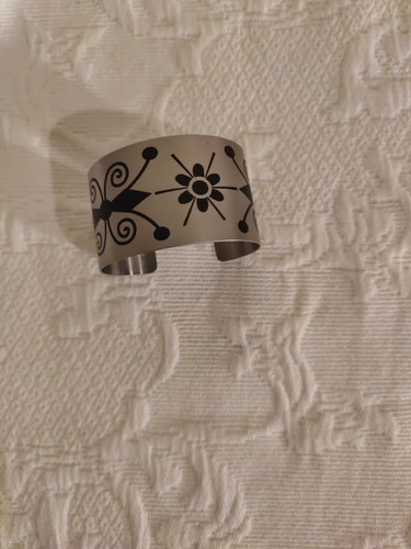 Tattooed Steel Women's Cuff Bracelet 'Steel My Heart' Engraved Butterfly 2x1.50 - Picture 3 of 9