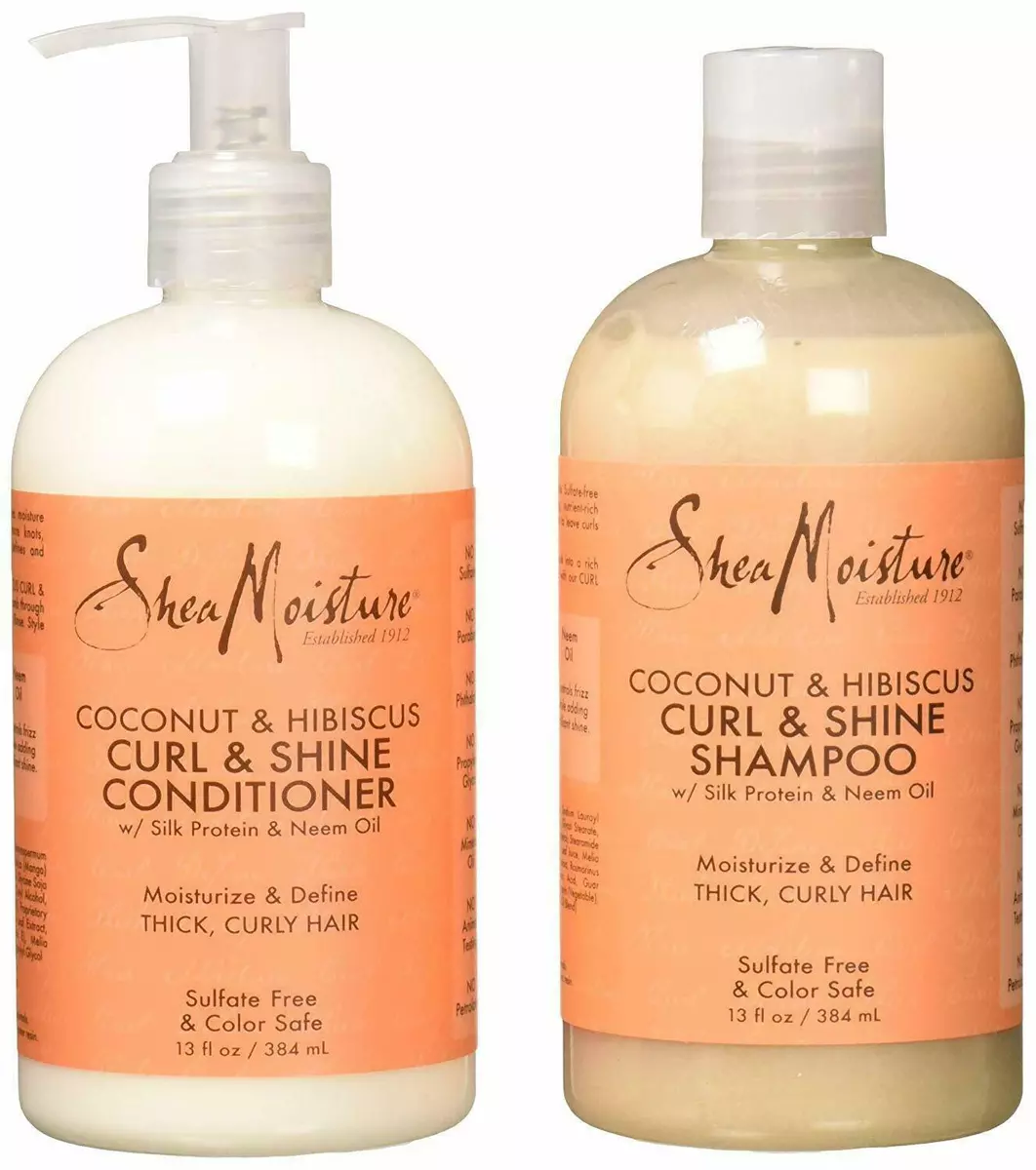 hårdtarbejdende race Risikabel Shea Moisture Coconut &amp; Hibiscus Curl &amp; Shine Shampoo and  Conditioner Set 13 oz | eBay