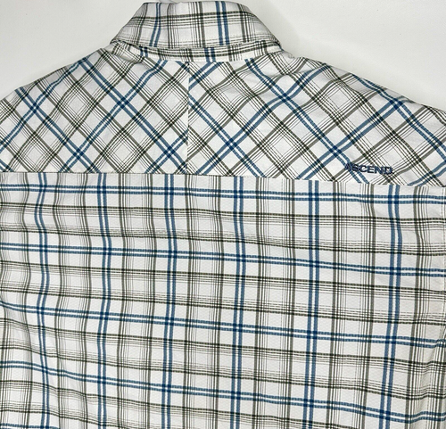 Mens Ascend Long Sleeve Shirt Button Up White Blue Plaid Checkered Size Small - Picture 7 of 7