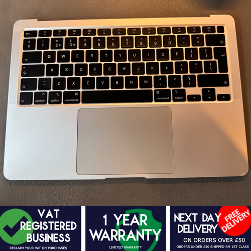 Apple MacBook Air A2179 2020 Top Case Palmrest UK Keyboard Cover Silver - Afbeelding 1 van 5
