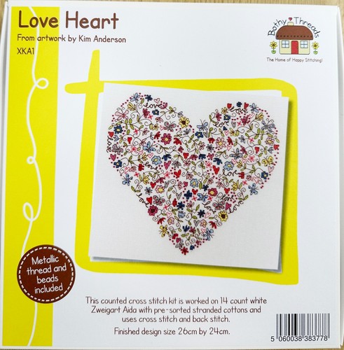 Bothy Threads Counted Cross Stitch Kit - Love Heart - Wedding Gift - Picture 2 of 2