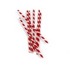 Disposable Paper Straws XLong 26cm Party Drinking Red Striped Eco Straw 36pc