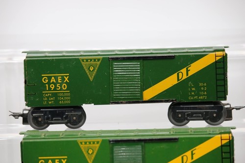 Vintage Lot of 2 Marx Green GAEX #1950 Green Boxcar O Gauge Model 1:48 Scale - Picture 2 of 7