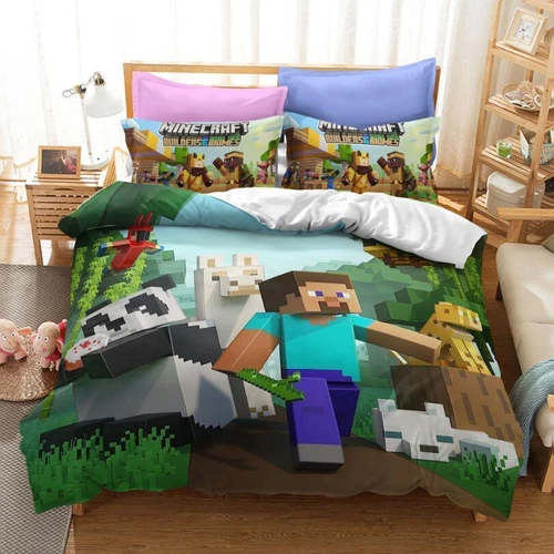 Minecraft Bettbezug Cartoons Bettwäsche Set Kissenbezug 135x200|200x200 Kinder - Bild 12 von 27