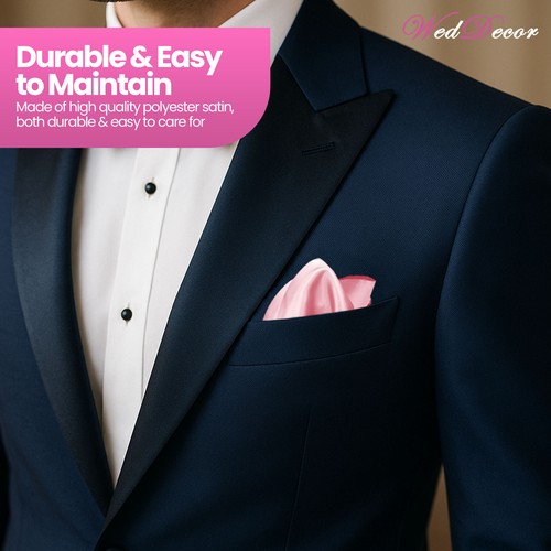 23cm Uni Satin Einstecktuch Seide Taschentuch Einstecktuch Herren für Hochzeit Anzug - Bild 92 von 325