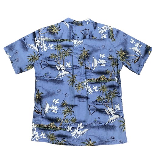 Palmwave Hawaiian Shirt Men's XL AOP Hawaiian Islands Palm Trees Ocean Blue - Picture 2 of 13