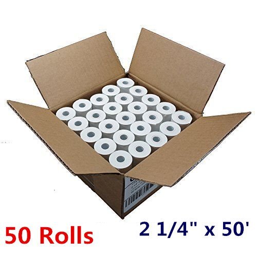 50 rollos 2 1/4" x 50' caja registradora tarjeta de crédito recibo papel térmico nuevo - Imagen 6 de 8