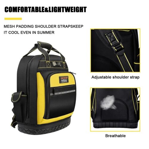 Heavy Duty Waterproof Tool Backpack - Tool Organizer for Electrician, Plumber - Picture 6 of 10