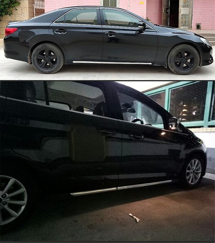 Chrome Sedan Side Skirt Door Side Line Sill Garnish Body Molding Trim Cover 4Pcs - Picture 2 of 6