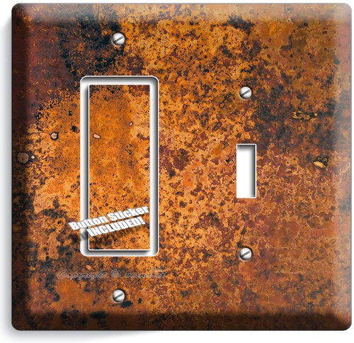 OLD RUSTED AGED METAL PATINA STYLE LIGHT SWITCH OUTLET WALL PLATE ROOM ART DECOR - Picture 27 of 34