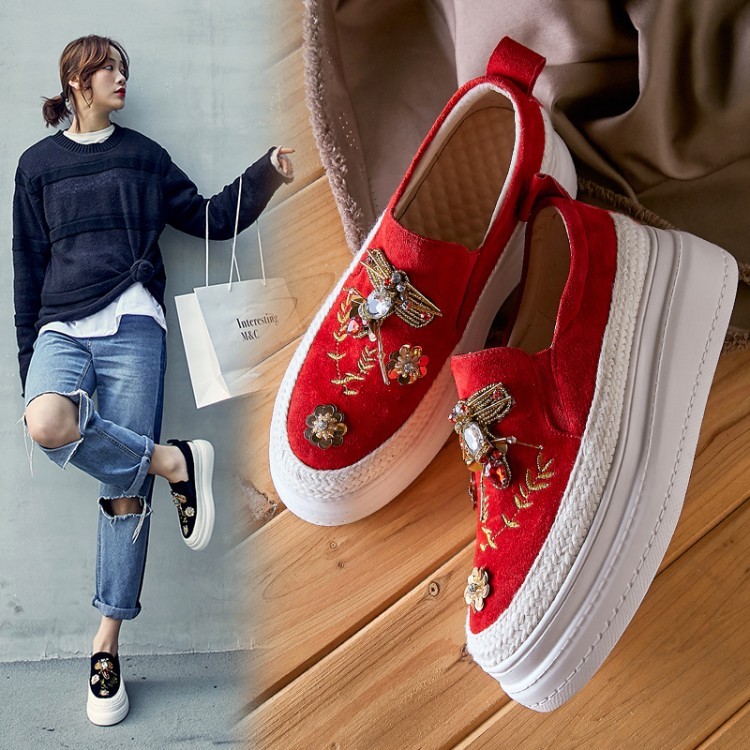 Para Mujer Nuevo Moda Cuero de gamuza Lentejuelas Slip On Platform Court zapatos Mocasines Xun Para Para Para Mujer Nuevo Moda Cuero de gamuza Lentejuelas Slip On Platform Court zapatos Mocasines Xun Sin impuestos