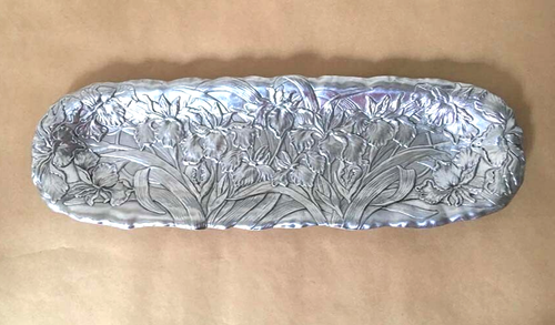 "Placa de bandeja oblonga floral flor ARTHUR COURT 1989 IRIS 18,5"" x6" - Imagen 2 de 5