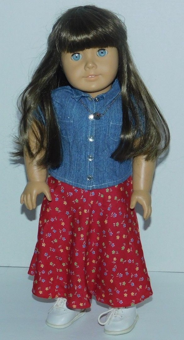 American Girl Doll 18 Jean Camisa Flor Collar De Falda American Girl Doll 18 Jean Camisa Flor Collar De Falda