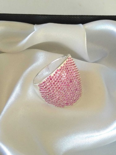 Lab Created Round Pink Lab Created Gemstone Women's Wedding Cocktail Party Ring - Picture 4 of 10