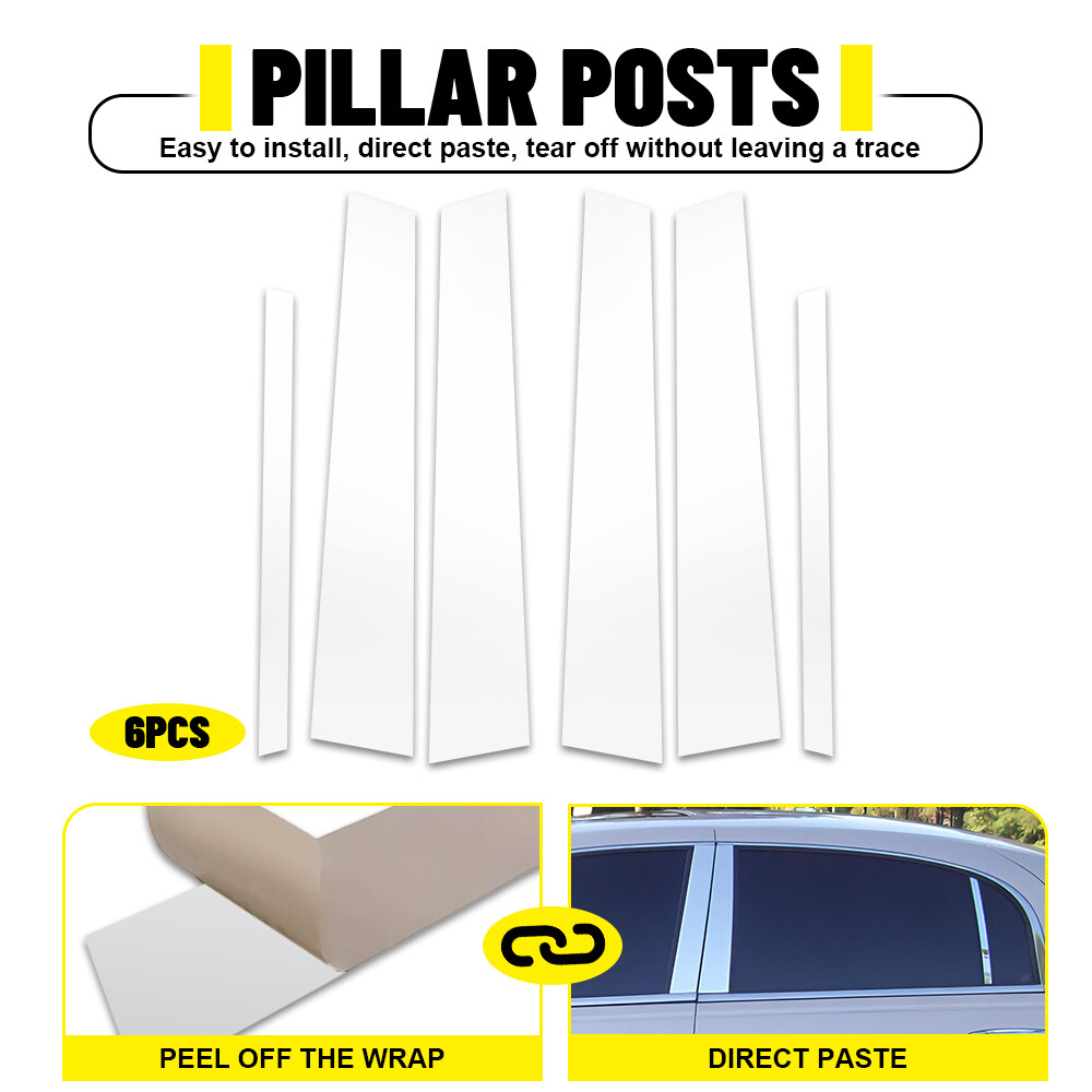 Gloss Chrome Pillar Posts 6PCS for 1998-2011 Lincoln Town Car 4-Door Trim