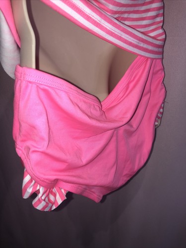 New with Tag Bobbie Brooks 2 PC L (10/12) Pink Stripe Swimsuit Bikini BB2 - Picture 8 of 12