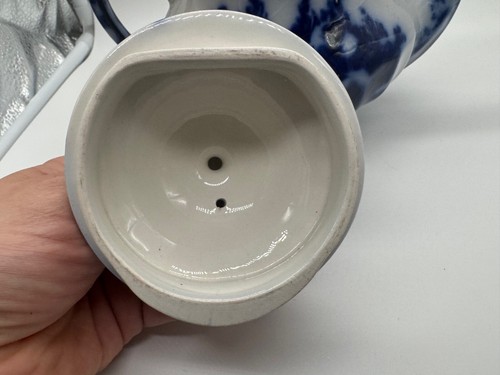 Antique J & G Meakin Flow Blue Ceramic Teapot - Picture 8 of 17