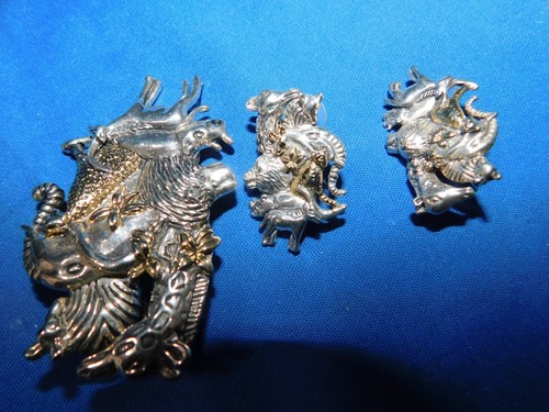 VINTAGE ANIMAL KINGDOM PIN/PENDANT/EARRINGS /REED &BARTON - Picture 3 of 5