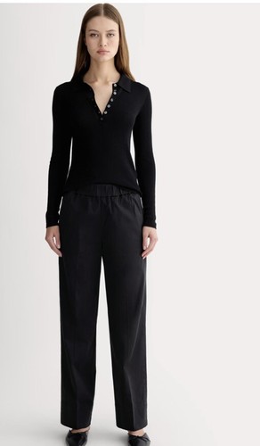 Pantalones Everlane Easy de pierna ancha para mujer negros cintura alta - Imagen 8 de 9