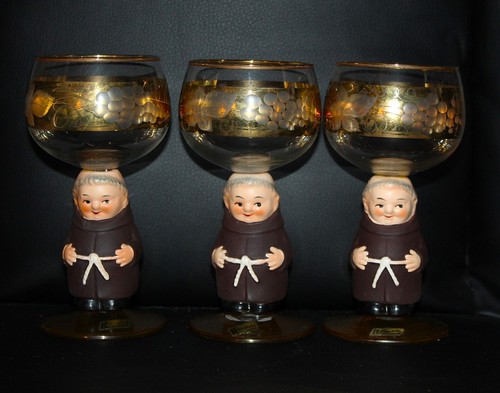 3 Goebel Hummel Mönchssteck Mönchsstiel Gold Traube Cordial Weinglas Made Germany - Bild 1 von 5