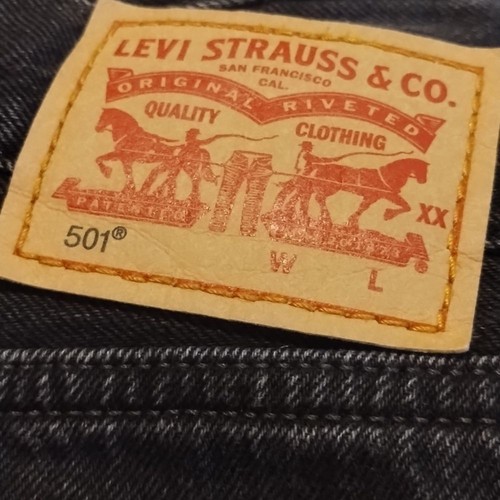 Levi's 501 Original Denim Shorts in Lunar Black Button Fly Frayed Hem - Picture 8 of 9