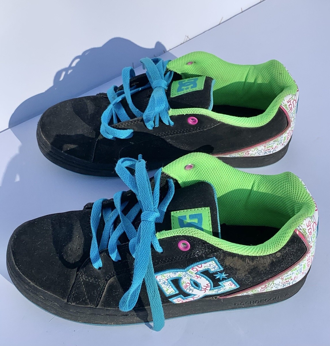 DC Cosmo SE Youth Kids Size 6 Blue Green Skateboard Shoes 303204B