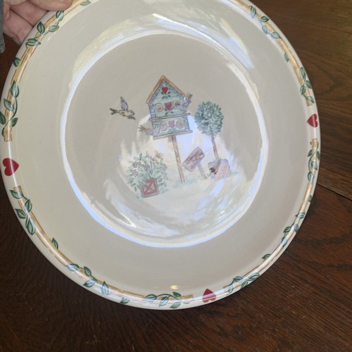 THOMPSON Pottery BIRDHOUSE BIRDS 12.25” Chop Plate Serving Platter Vintage - Picture 8 of 21