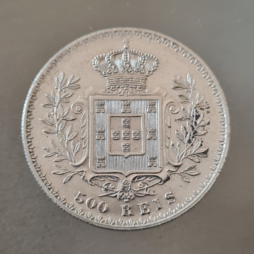 Portugal D. Carlos I 500 Reis 1891 Silbermünze - Bild 2 von 2