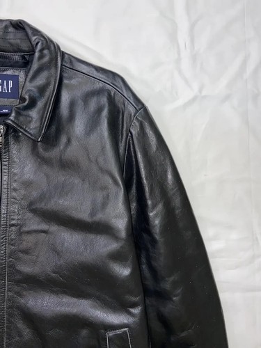 VINTAGE GAP LEATHER JACKET RACING JAPANESE BIKER STAINED KANYE WEST MENS SIZE M - Picture 11 of 23