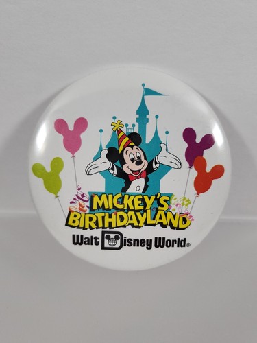Botón Pinback Vintage MICKEY'S BIRTHDAYLAND Walt Disney World 3" T002 - Imagen 1 de 2