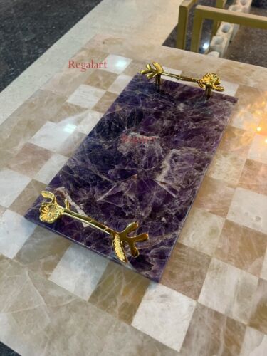 Amethyst Stone Tray, Serving Tray, Gemstone Home Decorative Tray Gifts - Picture 10 of 16
