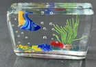 Vintage Mid Century Heavy Murano Art Glass Fish Underwater Paper Weight