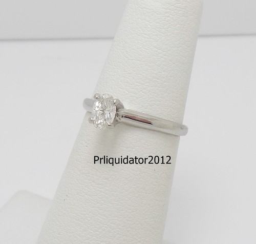 1/3CT Natural Oval Diamond Solitaire Engagement Wedding Ring 14K White Gold - Picture 2 of 10