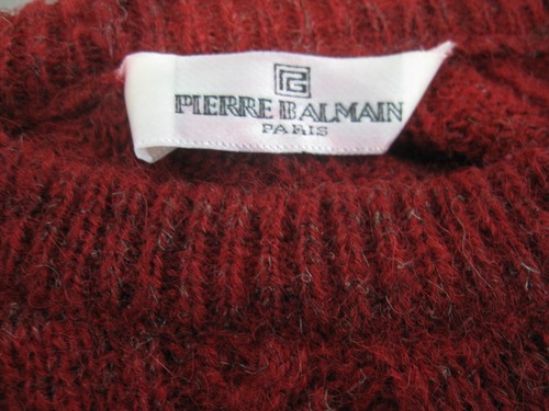 Pierre Balmain Paris Vintage Wool Cableknit Pullover Sweater Brick Red L/XL Sale - Picture 2 of 7