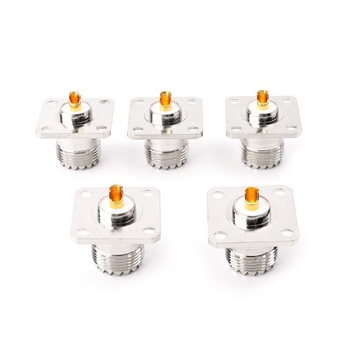 5pcs UHF SO239 Female Flange Panel Chassis Deck Mount Adapter Connector Straight