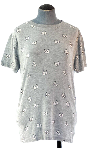Zoe Karssen T Shirt Cartoon Eyes Grey Boyfriend Tee Top Casual Size XS Designer - Picture 2 of 11