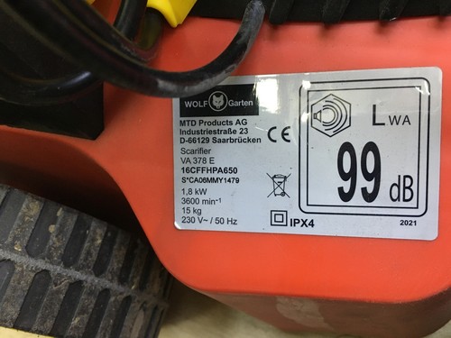 Wolf-Garten VA 378 E Electric Scarifier 16CFFHPA650, I30920 - Picture 11 of 11