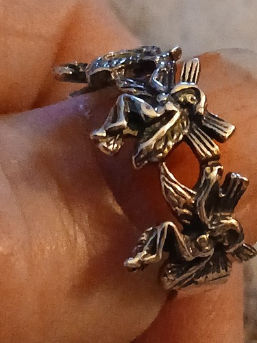 Vintage Sterling Silver Figural 4 Fairy Ring 925 Size 7.5 RARE - Picture 12 of 19