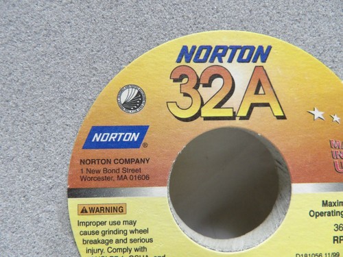 Norton 32A 8 Zoll x 1/4 Zoll x 1-1/4 Zoll 32A60-IVBE Schleifscheibe max. 3600 U/min - Bild 4 von 4