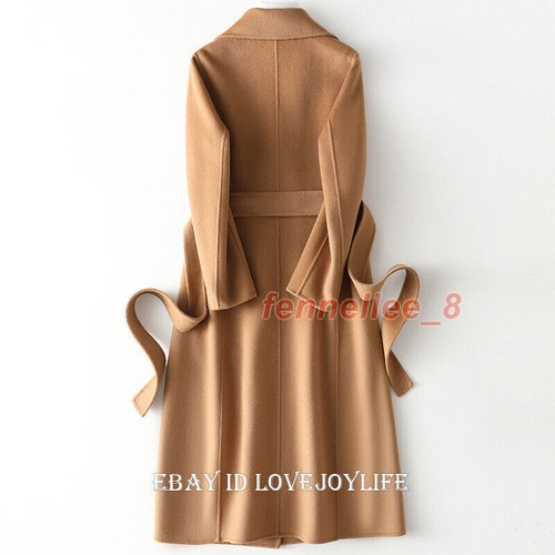 Winter Women Lady 100% Wool Coat Woolen Coat Long Belt Overcoat Trench Coat Warm - Picture 15 of 29
