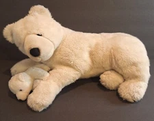 Polar Bear Plush With Baby Cub Nova Plush 20" White Stuffed Animal Plush Toy 