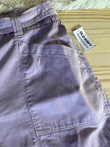 Old Navy Womens Size 2XL High Waist Belted Workwear Twill Shorts Light Pink NWT - Picture 2 of 8
