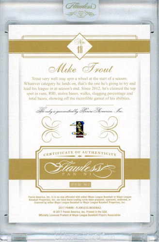 Mike Trout 2017 Panini Flawless Ruby Encased Card #18 - Picture 2 of 2